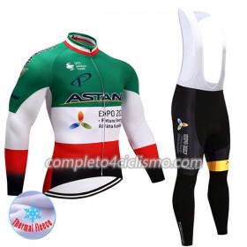 Completo Maglia ML + Pantaloncino con bretelle ML 2017 Astana Pro Team N004 Winter Invernale